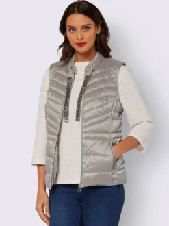 Vestes<Gilet femme matelassé avec liens larges pailletés