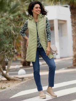 Vestes<Gilet long capuche amovible