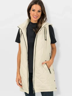 Vestes<Gilet long capuche amovible