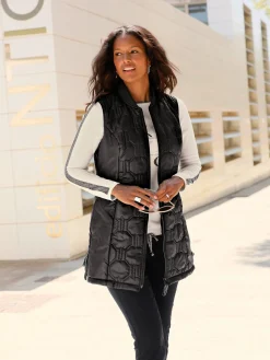 Vestes<Gilet long zippé double curseur