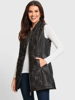 Vestes<Gilet long zippé double curseur