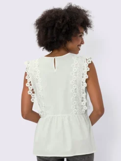 Linea Tesini T-Shirts|Débardeurs<Haut à basque large application en dentelle