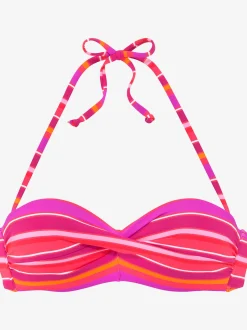 s.Oliver Maillots De Bain<Haut de bikini bandeau à armatures imprimé rayé estival