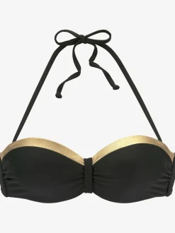LASCANA Maillots De Bain<Haut de bikini bandeau à armatures couleur unie avec empiècement couleur or