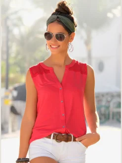 s.Oliver T-Shirts|Débardeurs<Haut de plage fausse patte de boutonnage devant