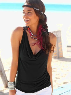 LASCANA T-Shirts|Débardeurs<Haut de plage joli empiècement en dentelle crochetée au dos