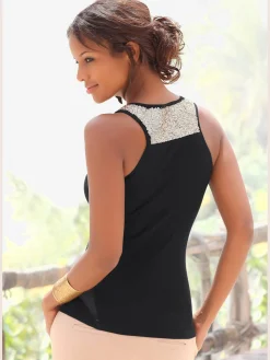 LASCANA Débardeurs|T-Shirts<Haut de plage paillettes sur les bretelles et le haut du dos