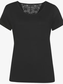 LASCANA Pyjamas<Haut de pyjama élégant t-shirt à manches courtes orné de détails en dentelle