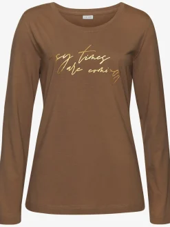 LASCANA Pyjamas<Haut de pyjama t-shirt à manches longues avec imprimé feuille