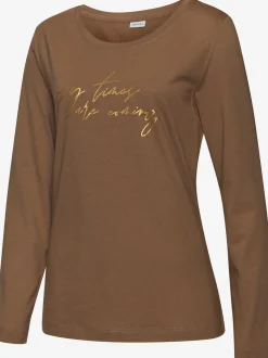 LASCANA Pyjamas<Haut de pyjama t-shirt à manches longues avec imprimé feuille