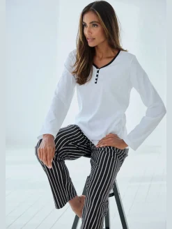 Vivance Dreams Pyjamas<Haut de pyjama t-shirt à manches longues avec encolure en v arrondie