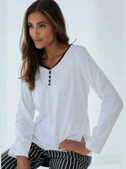 Vivance Dreams Pyjamas<Haut de pyjama t-shirt à manches longues avec encolure en v arrondie