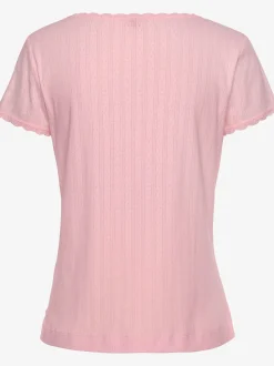 s.Oliver Pyjamas<Haut de pyjama t-shirt de nuit fantaisie à manches courtes en tricot ajouré