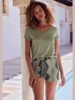 LASCANA Pyjamas<Haut de pyjama t-shirt en superbe qualité jersey