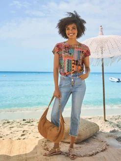 Linea Tesini Jeans|Pantalons<Jean 5 poches boutons décoratifs