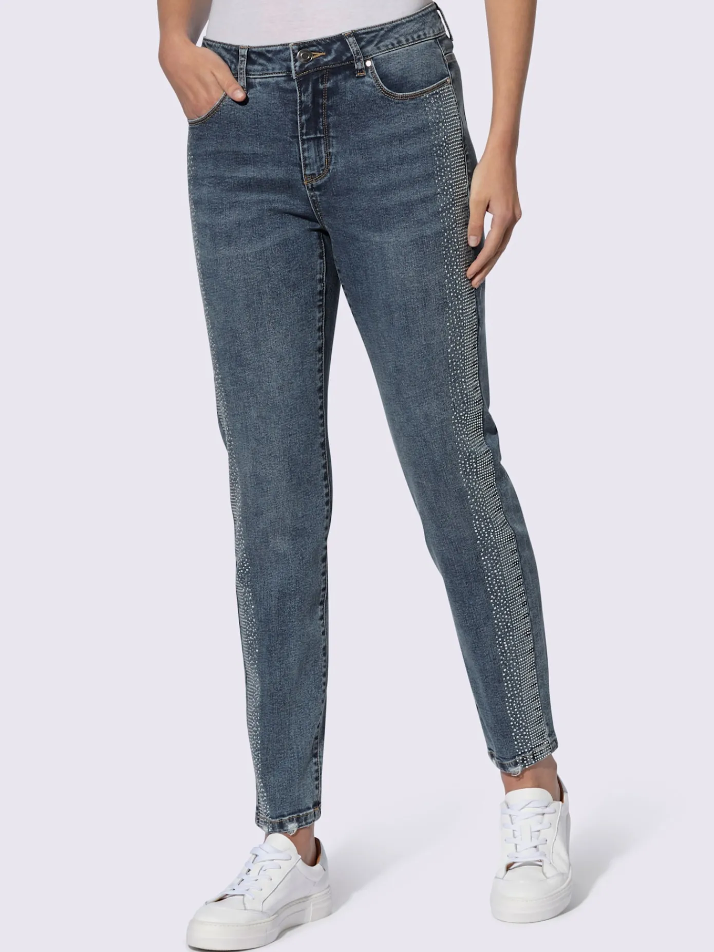 Rick Cardona Jeans|Pantalons<Jean 5 poches petites pierres brillantes fantaisie