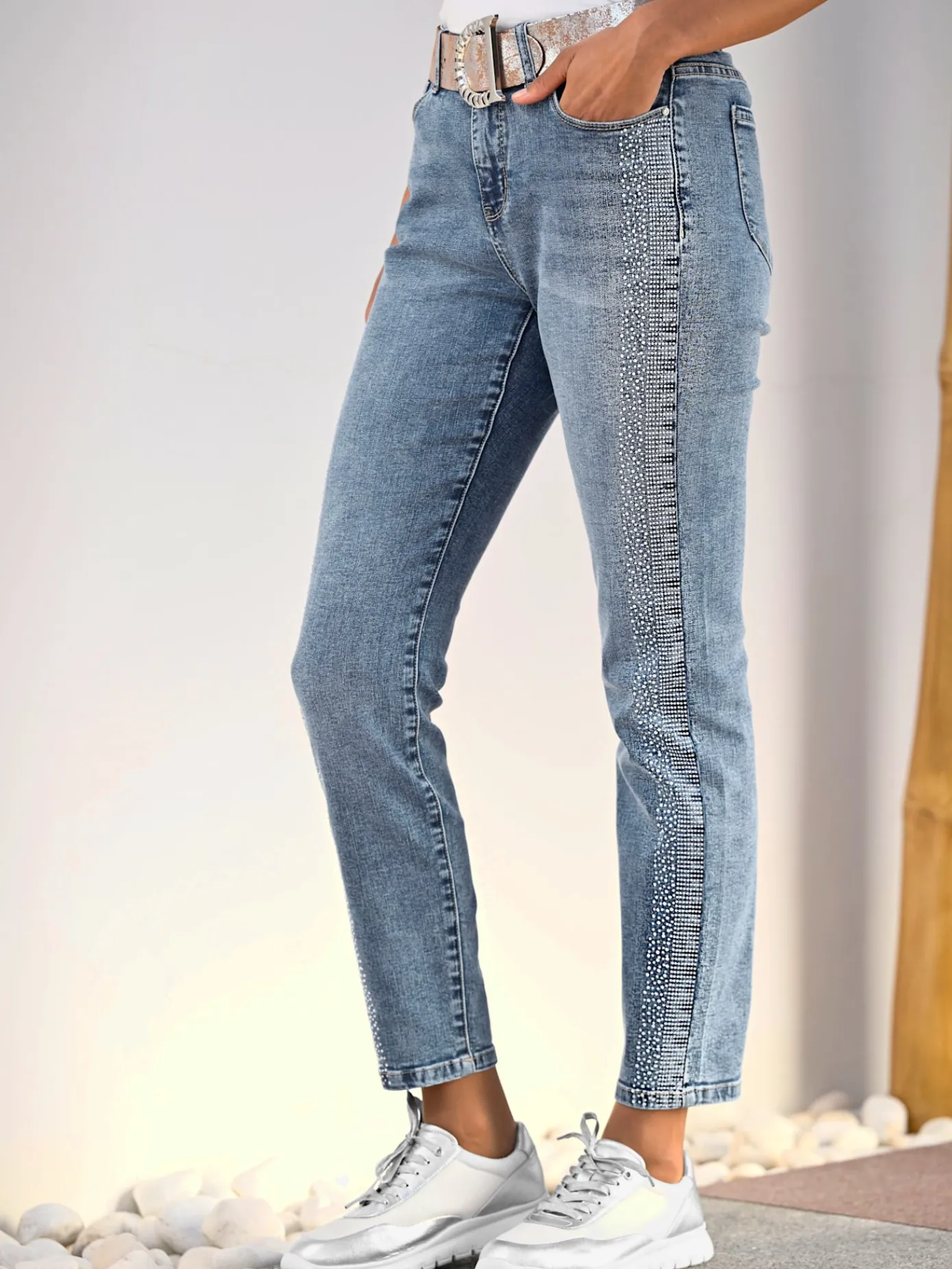 Rick Cardona Jeans|Pantalons<Jean 5 poches petites pierres brillantes fantaisie