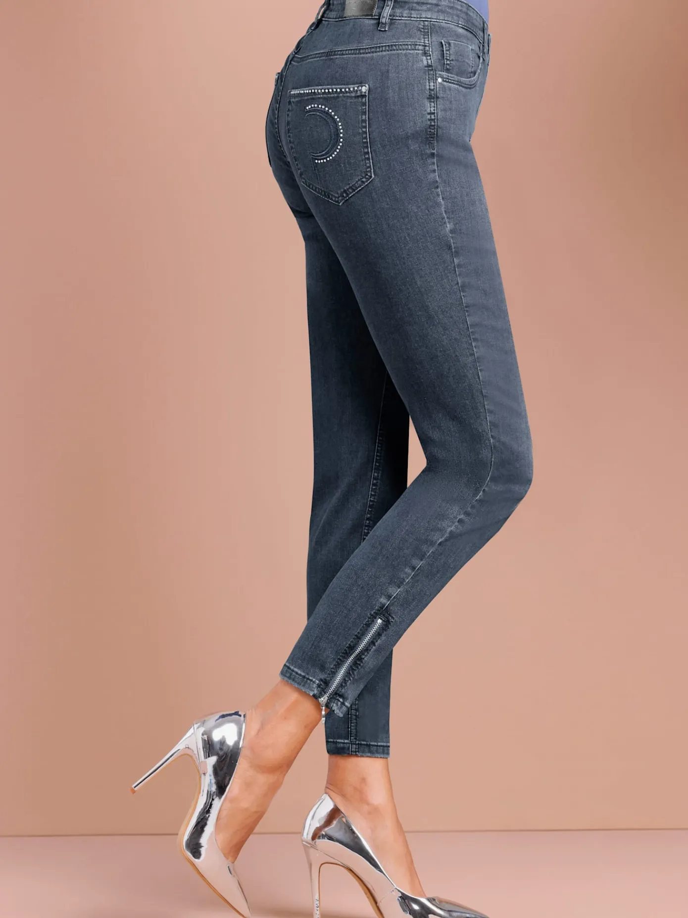Ascari Pantalons<Jean 5 poches poches avec broderie et pierres fantaisie