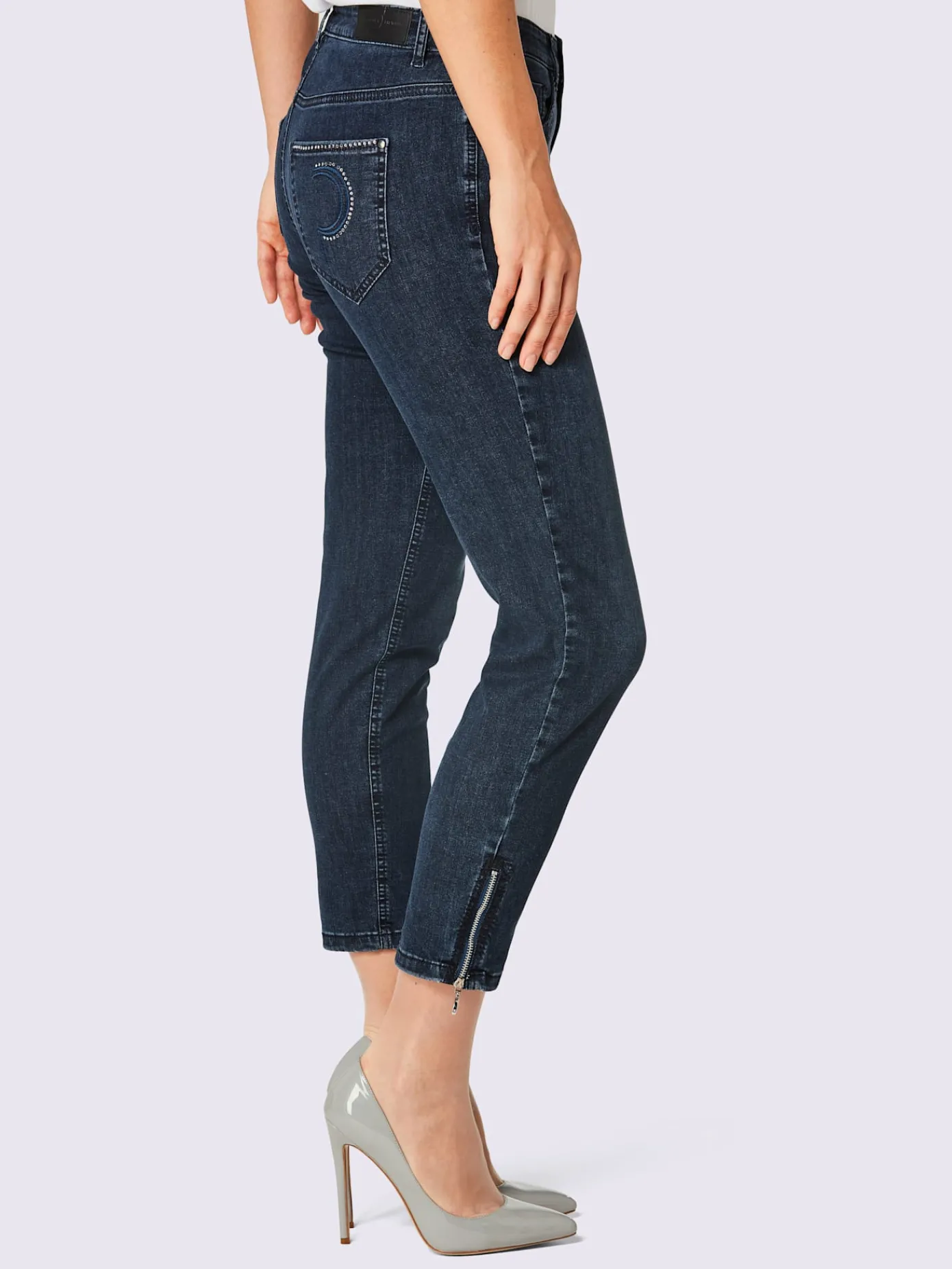 Ascari Pantalons<Jean 5 poches poches avec broderie et pierres fantaisie