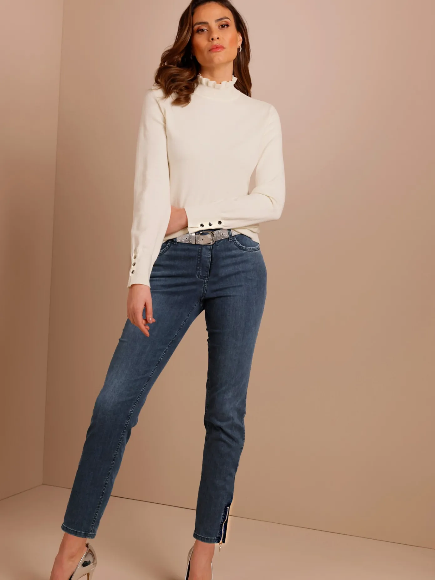 Ascari Pantalons<Jean 5 poches poches avec broderie et pierres fantaisie