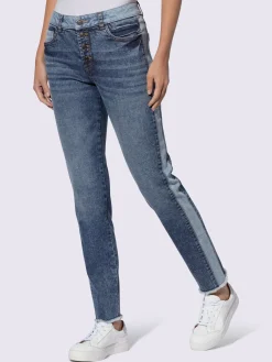 Mandarin Jeans|Pantalons<Jean 5 poches rayures latérales contrastantes