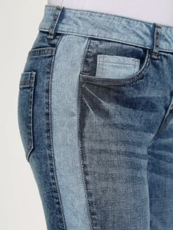 Mandarin Jeans|Pantalons<Jean 5 poches rayures latérales contrastantes