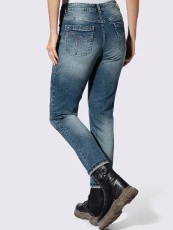 Mandarin Jeans|Pantalons<Jean boyfriend poches plaquées