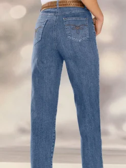 Pantalons<Jean broderie décorative sur les poches arrières