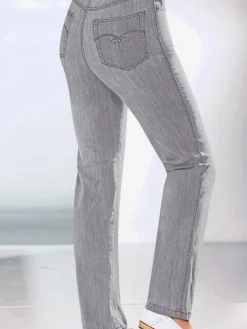 Pantalons<Jean broderie décorative sur les poches arrières