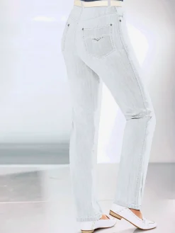 Pantalons<Jean broderie décorative sur les poches arrières