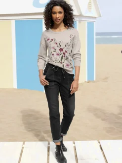 Linea Tesini Jeans|Pantalons<Jean ceinture élastique, coulisse et lien à nouer