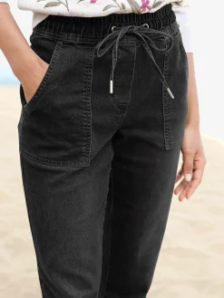 Linea Tesini Jeans|Pantalons<Jean ceinture élastique, coulisse et lien à nouer