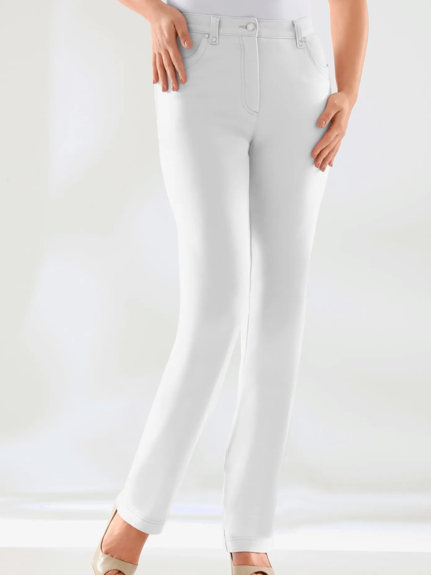 Fair Lady Jeans|Pantalons<Jean coupe droite avec ceinture élastique au dos