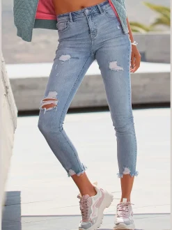 Buffalo Pantalons<Jean effet déchiré jambes affinées