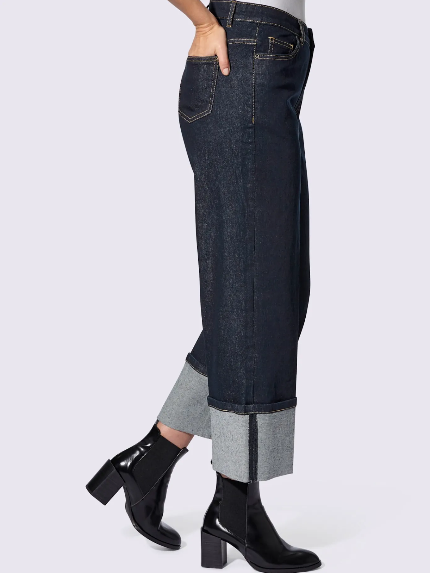 Rick Cardona Jeans|Pantalons<Jean extensible finition des jambes avec revers