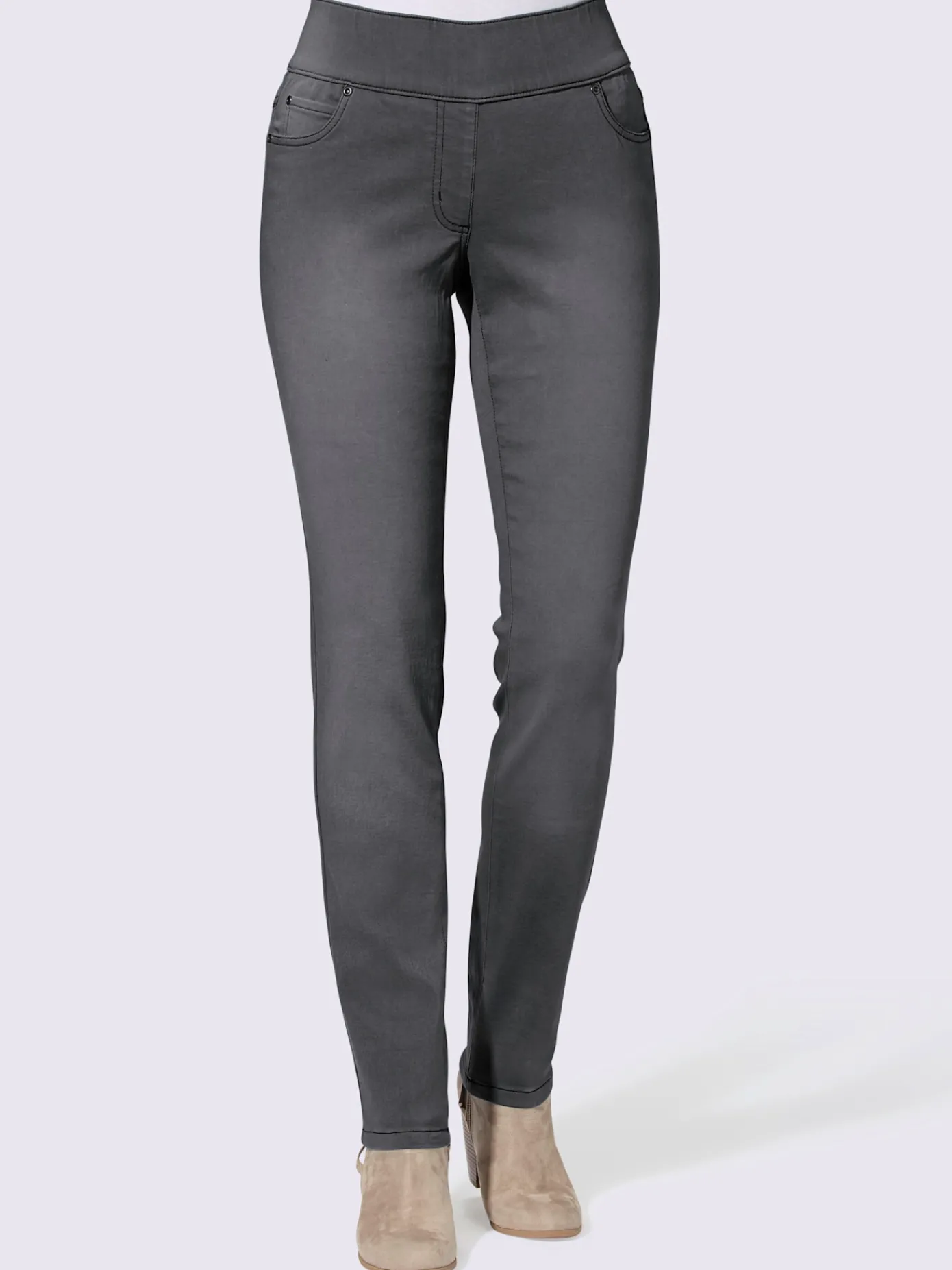 Jeans|Pantalons<Jean femme 5 poches large ceinture élastique coupe slim