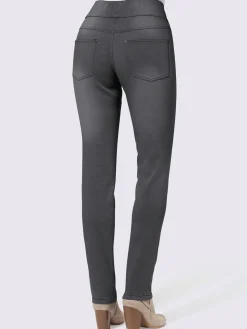 Jeans|Pantalons<Jean femme 5 poches large ceinture élastique coupe slim