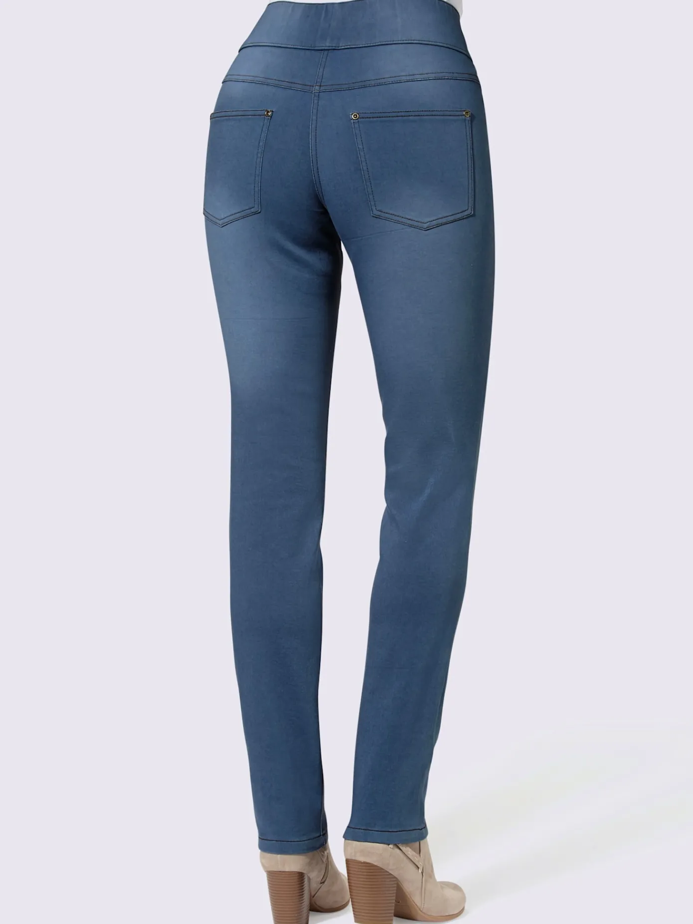 Pantalons<Jean femme 5 poches large ceinture élastique coupe slim