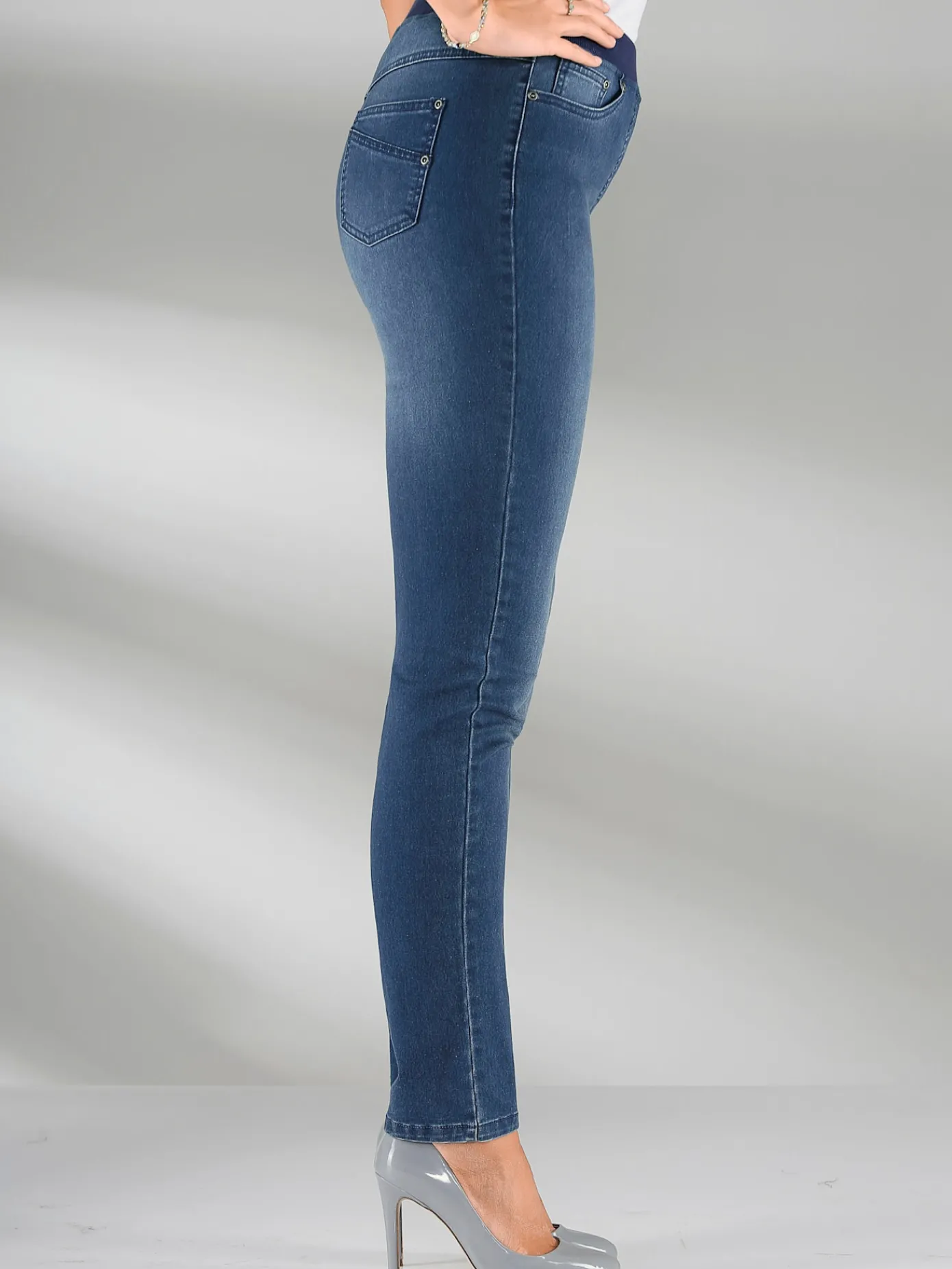 Pantalons<Jean femme confortable avec ceinture élastique