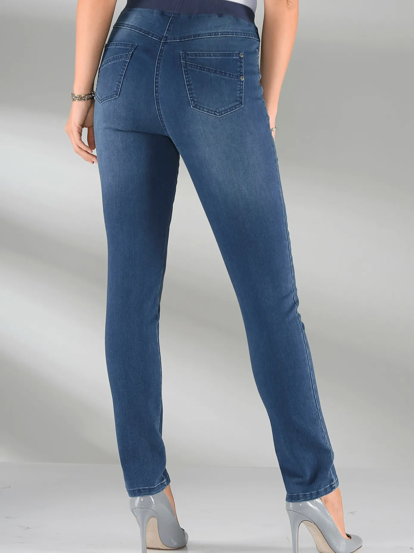Pantalons<Jean femme confortable avec ceinture élastique