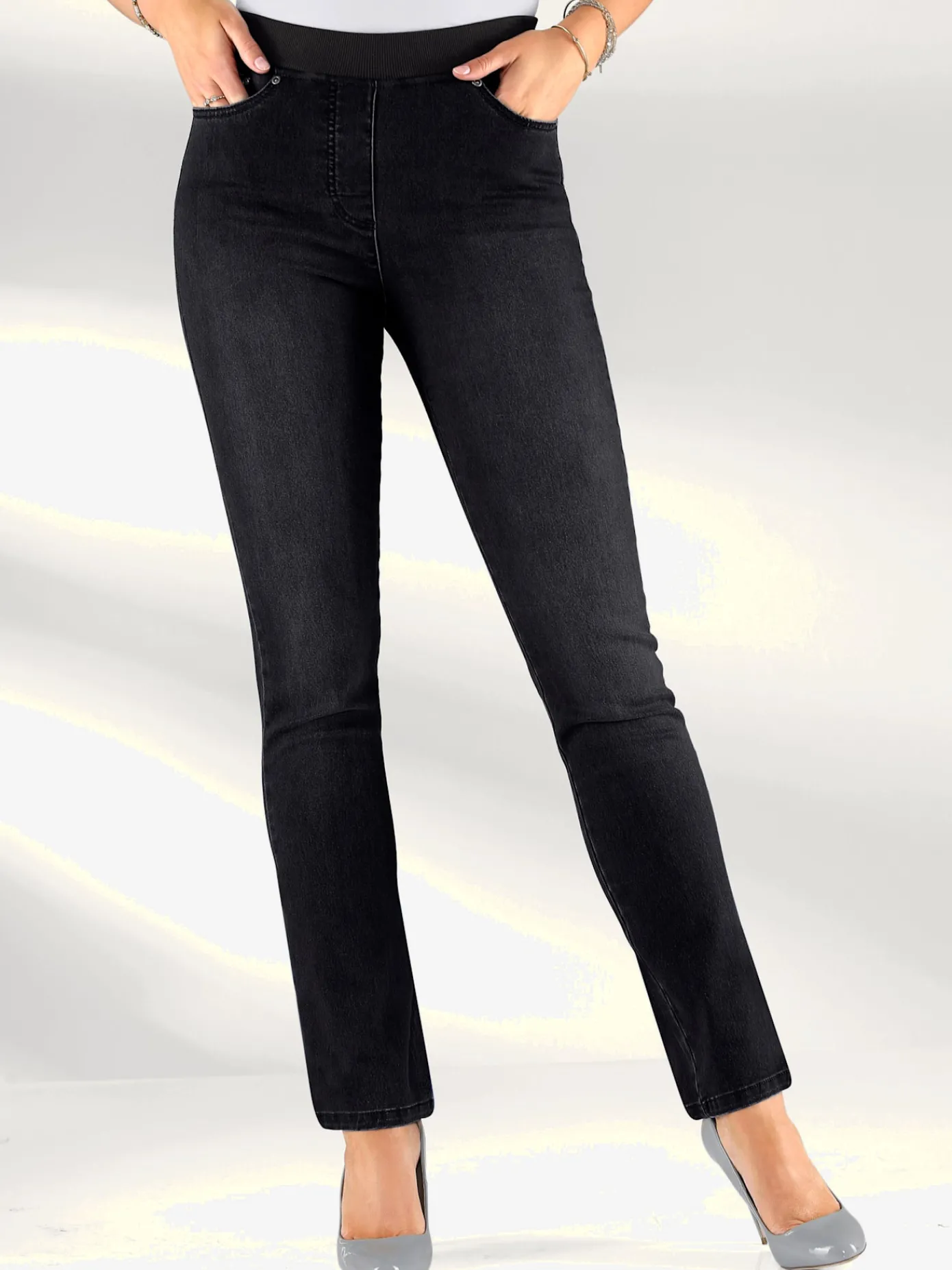 Pantalons<Jean femme confortable avec ceinture élastique