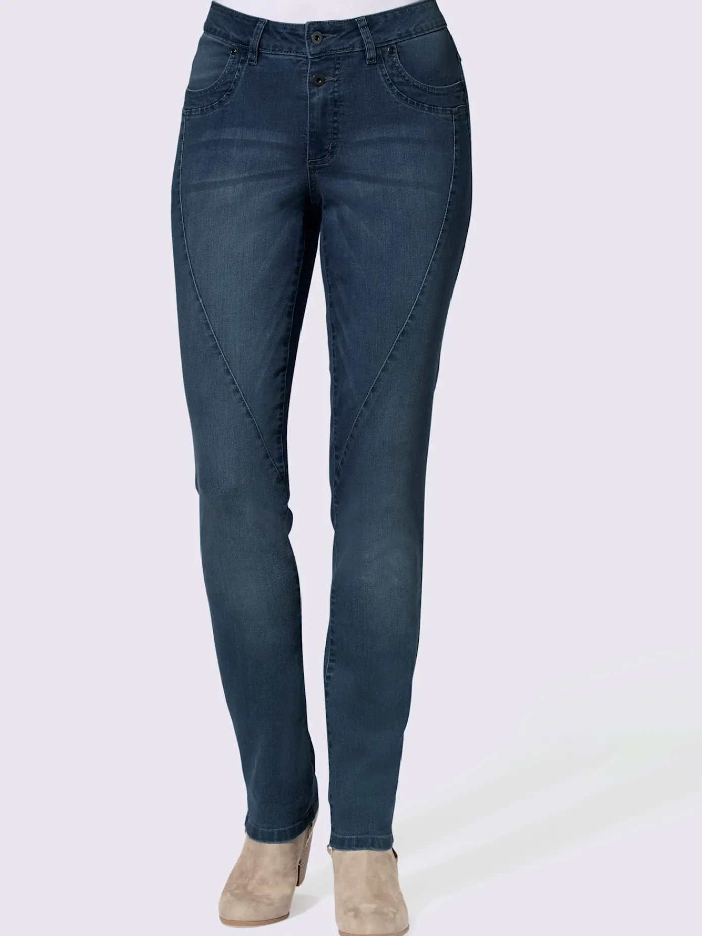 Pantalons<Jean femme coupe boyfriend délavé avec coutures décoratives