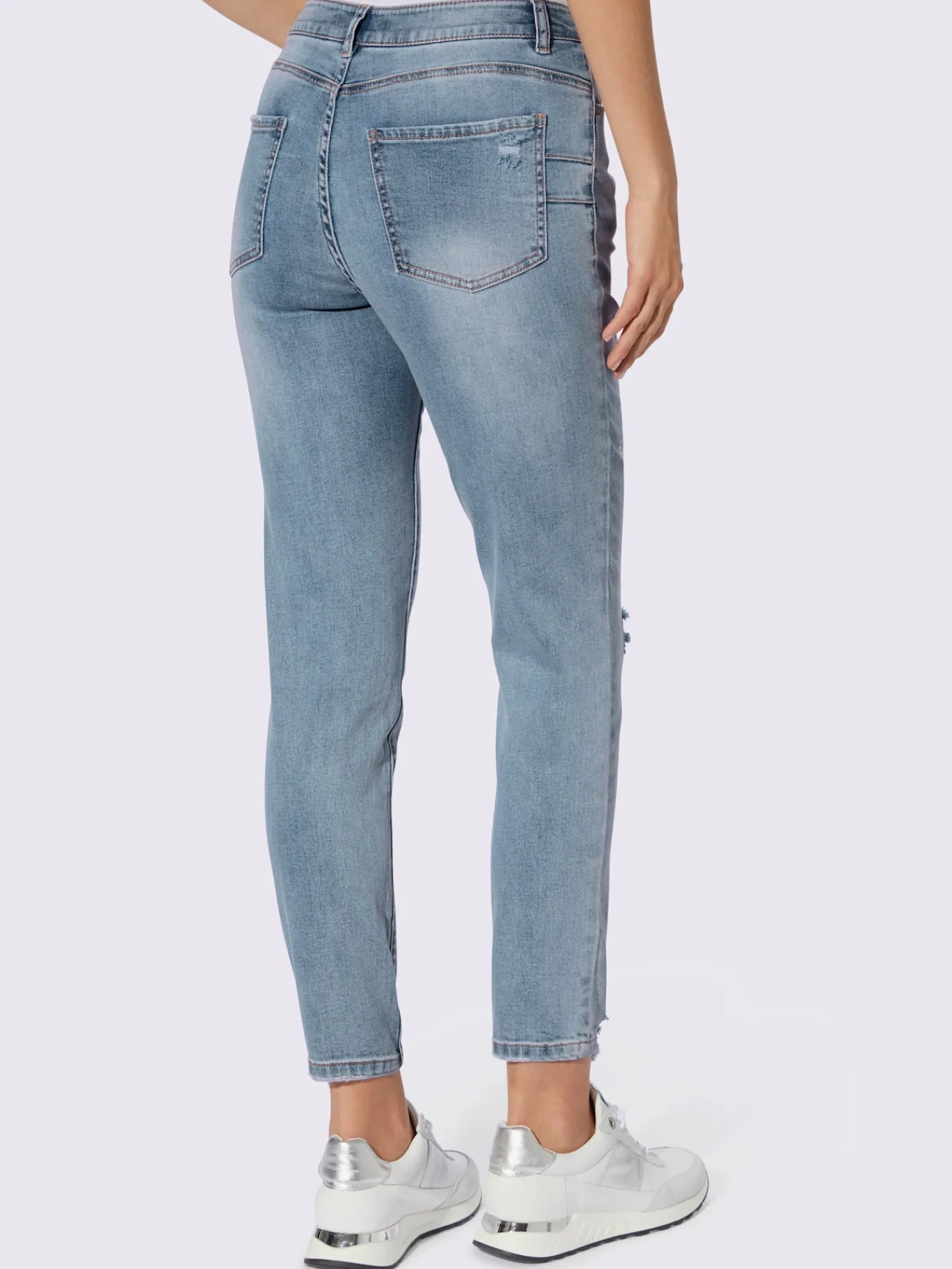 Mandarin Jeans|Pantalons<Jean inscription avec petites pierres brillantes fantaisie