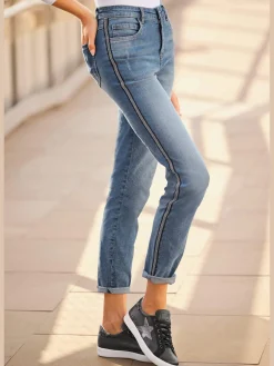 Mandarin Jeans|Pantalons<Jean jolies rayures latérales