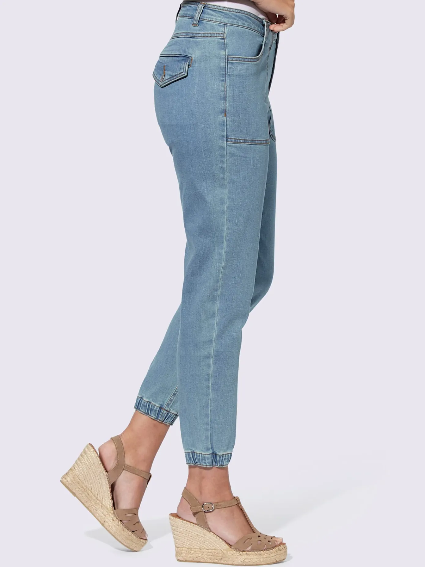 Linea Tesini Jeans|Pantalons<Jean ourlet élastique