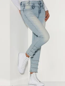 Mandarin Jeans|Pantalons<Jean ourlet tendance