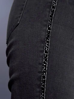 Rick Cardona Jeans|Pantalons<Jean ruban décoratif de couleur argenté