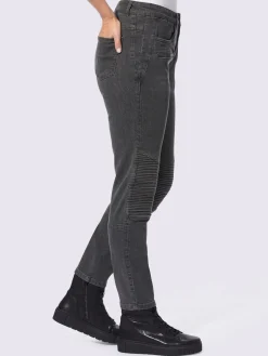 Mandarin Jeans|Pantalons<Jean style motard tendance