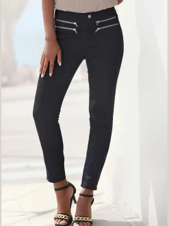 Vivance Pantalons<Jegging détails zippés devant