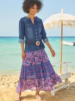 Linea Tesini Jupes<Jupe à niveaux qualité tissée